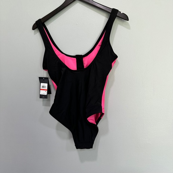 Tommy Hilfiger XS One Piece Swimsuit Black & Pink‎ Zip Front New w Tags - Picture 6 of 7